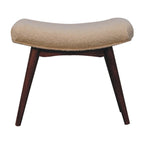 Honey Caramel Bouclé Cream Curved Bench