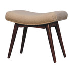 Honey Caramel Bouclé Cream Curved Bench
