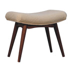 Honey Caramel Bouclé Cream Curved Bench