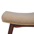 Honey Caramel Bouclé Cream Curved Bench