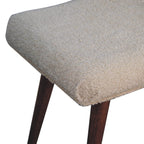 Honey Caramel Bouclé Cream Curved Bench