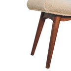 Honey Caramel Bouclé Cream Curved Bench