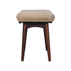 Honey Caramel Bouclé Cream Curved Bench
