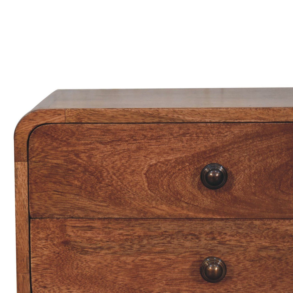 Curved Honey Caramel Bedside