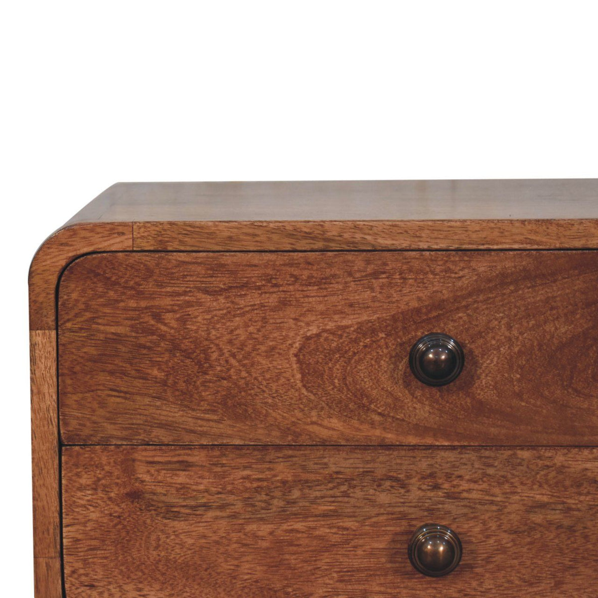 Curved Honey Caramel Bedside