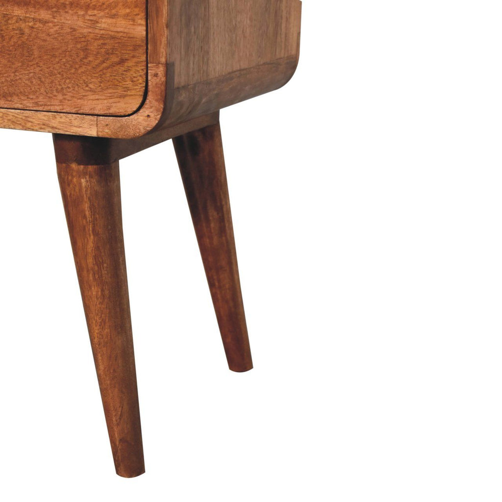 Curved Honey Caramel Bedside