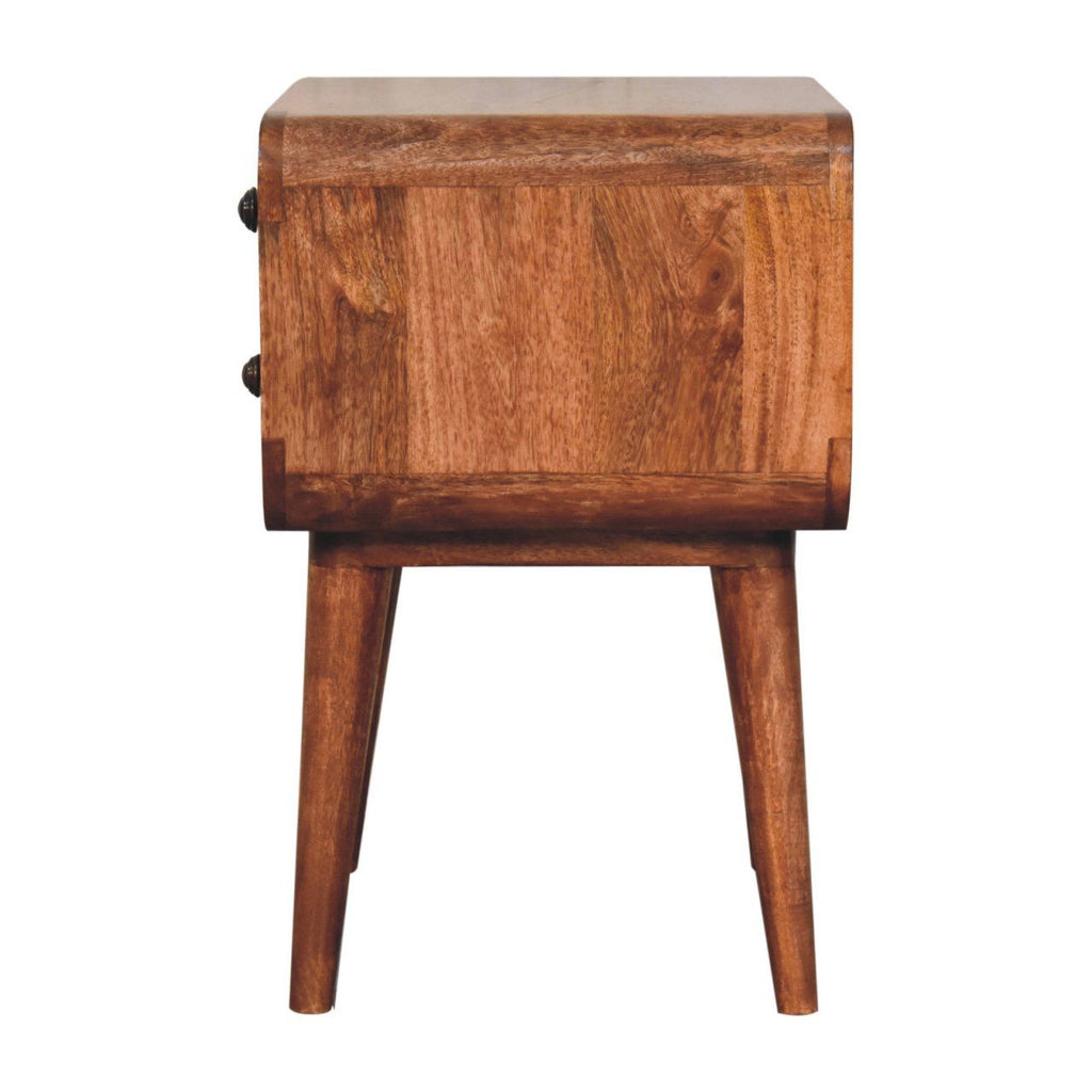 Curved Honey Caramel Bedside