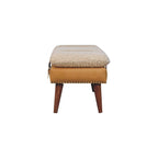 Bouclé & Tan Leather Bench