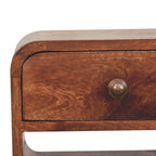 Mini Honey Caramel Curved Bedside with Lower Slot