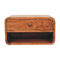 Curved Honey Caramel Wall-Mounted Bedside with Open Slot