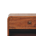Curved Honey Caramel Wall-Mounted Bedside with Open Slot
