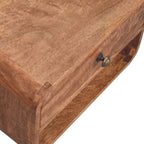 Curved Honey Caramel Wall-Mounted Bedside with Open Slot