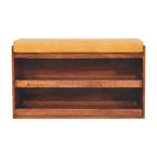 Buffalo Hide Pull-Out Honey Caramel Shoe Storage Bench
