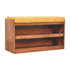 Buffalo Hide Pull-Out Honey Caramel Shoe Storage Bench