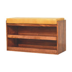 Buffalo Hide Pull-Out Honey Caramel Shoe Storage Bench