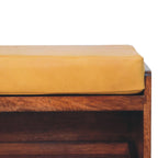 Buffalo Hide Pull-Out Honey Caramel Shoe Storage Bench