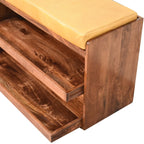Buffalo Hide Pull-Out Honey Caramel Shoe Storage Bench