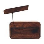 Curved California Walnut Wall-Mounted Bedside with Open Slot