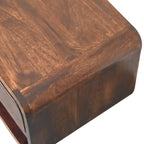 Curved California Walnut Wall-Mounted Bedside with Open Slot