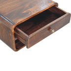Curved California Walnut Wall-Mounted Bedside with Open Slot