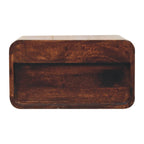Curved California Walnut Wall-Mounted Bedside with Open Slot