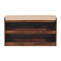 California Walnut & Mud Linen Pull-Out Shoe Bench