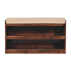 California Walnut & Mud Linen Pull-Out Shoe Bench