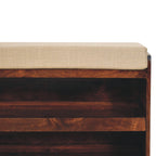 California Walnut & Mud Linen Pull-Out Shoe Bench