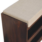 California Walnut & Mud Linen Pull-Out Shoe Bench