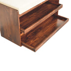California Walnut & Mud Linen Pull-Out Shoe Bench