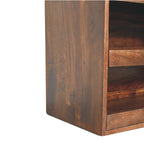 California Walnut & Mud Linen Pull-Out Shoe Bench