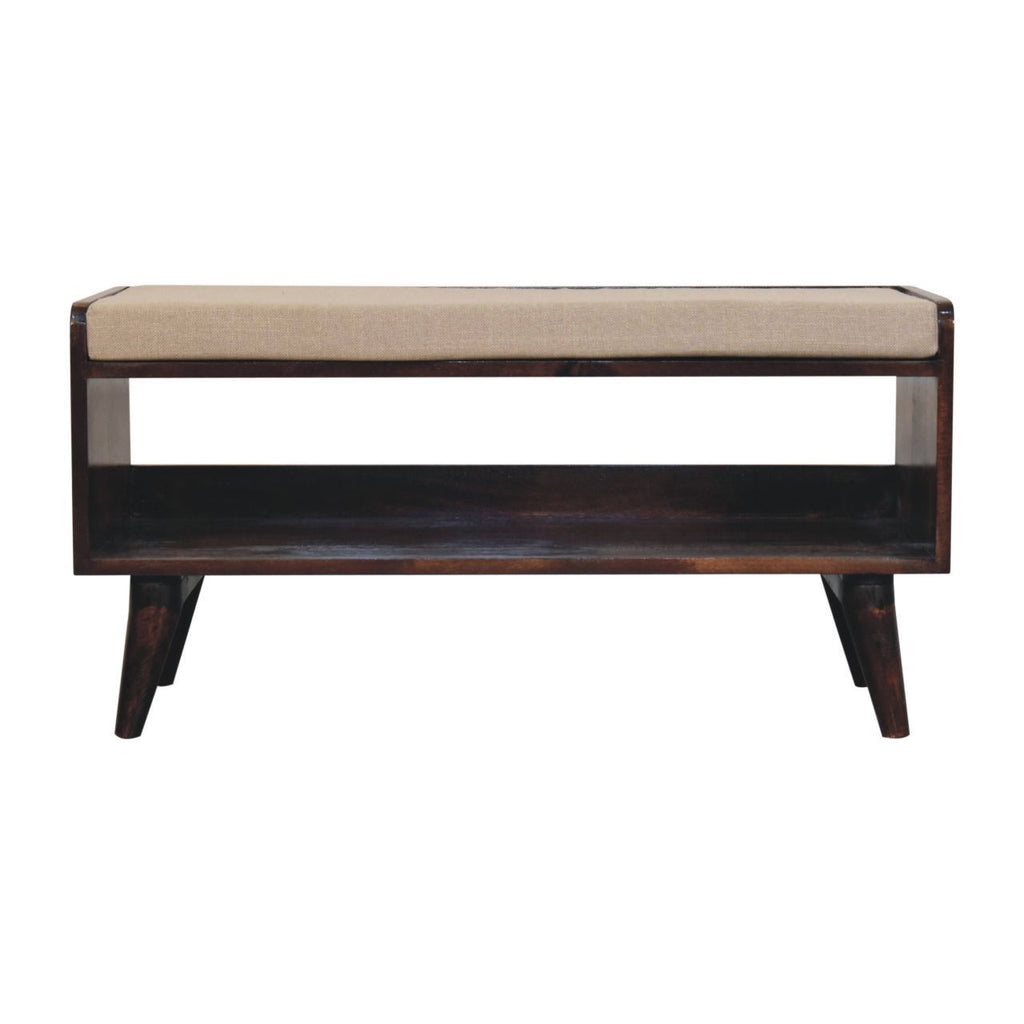 California Walnut bench with mud linen seat pad