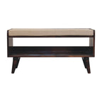 California Walnut Bench with Mud Linen Seat Pad