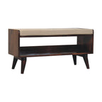 California Walnut Bench with Mud Linen Seat Pad