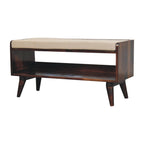 California Walnut Bench with Mud Linen Seat Pad