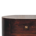 California Walnut Rounded Bedside Table