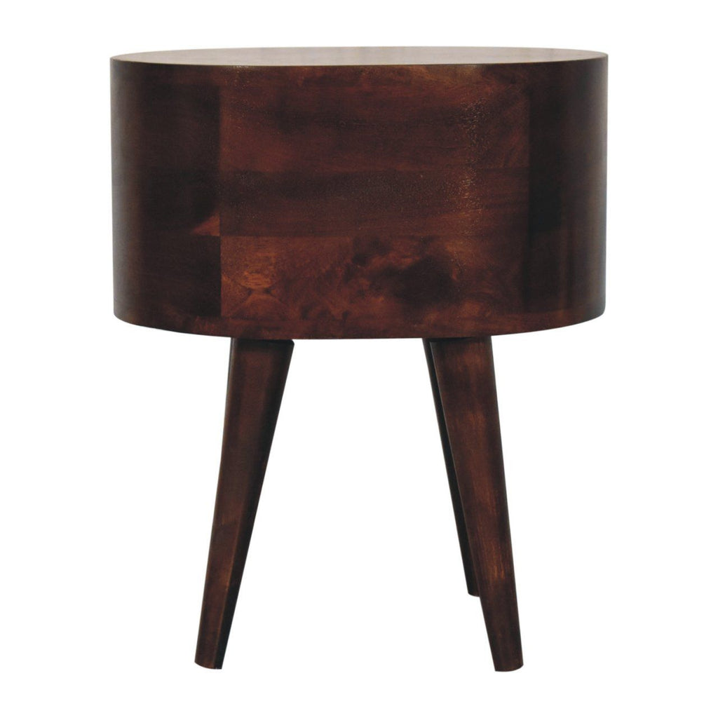 California Walnut Rounded Bedside Table