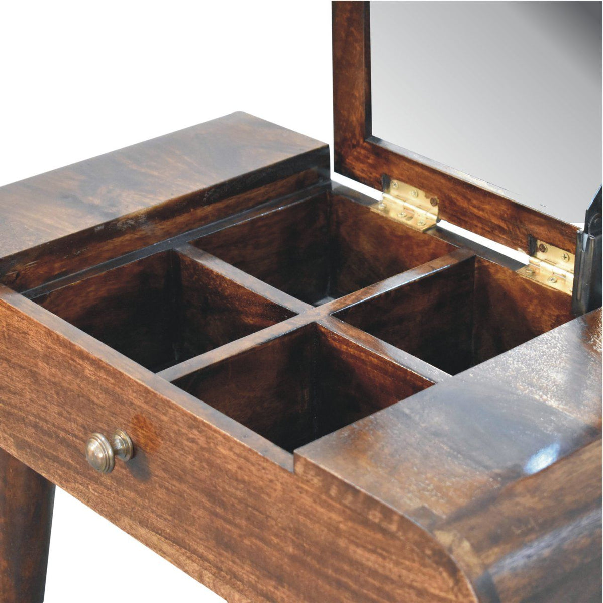 Mini California Walnut Dressing Table with Foldable Mirror