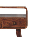 Mini Curved Honey Caramel Console Table
