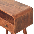 Mini Curved Honey Caramel Console Table