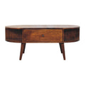 Chestnut Oval Coffee Table with 2 Drawer