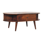 Chestnut Oval Coffee Table with 2 Drawer