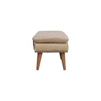 Bouclé & Beige Leather Bench