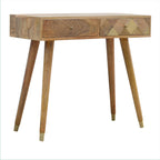 Oak-Tone Gold Inlay Console Table