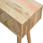 Oak-Tone Gold Inlay Console Table