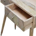 Oak-Tone Gold Inlay Console Table