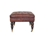 Buffalo Brown Leather Ottoman with Castor Legs