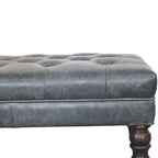 Buffalo Teal Leather Ottoman with Castor Legs