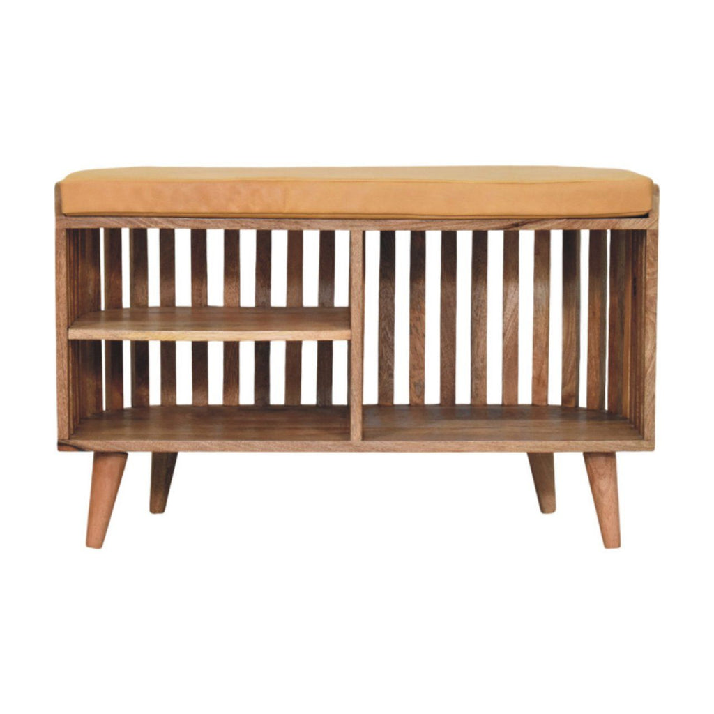 Slatted Oak-ish Bench with 3 slots