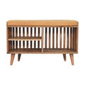Slatted Oak-Tone Bench with 3 Slots
